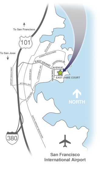 CDS Worldwide's global headquarters is located near the futuristic-looking biotech industry campuses that dominate the landscape east of Highway 101 - the north-south artery that connects the major cities and towns that line the San Francisco Peninsula.  Known as the "Biotech Capital of the World", South San Francisco has been CDS Worldwide's home headquarters since it's founding in 1986.  Strategically located only 5 minutes north of the San Francisco International Airport, 12 minutes south of San Francisco, 20 minutes west of the Port of Oakland and 25 minutes north of Silicon Valley and Stanford University, South San Francisco is one of the most convenient locations for an internationally focused company like CDS Worldwide.  Representatives from client companies like Bay West Paper Company, Claire Aerosols, Continental Plastics, GOJO Industries, Nilodor Incorporated, Wausau Paper Corporation (and many more) have visited our facilities from time-to-time to benefit from our specialized services... and you are welcome to visit us too.